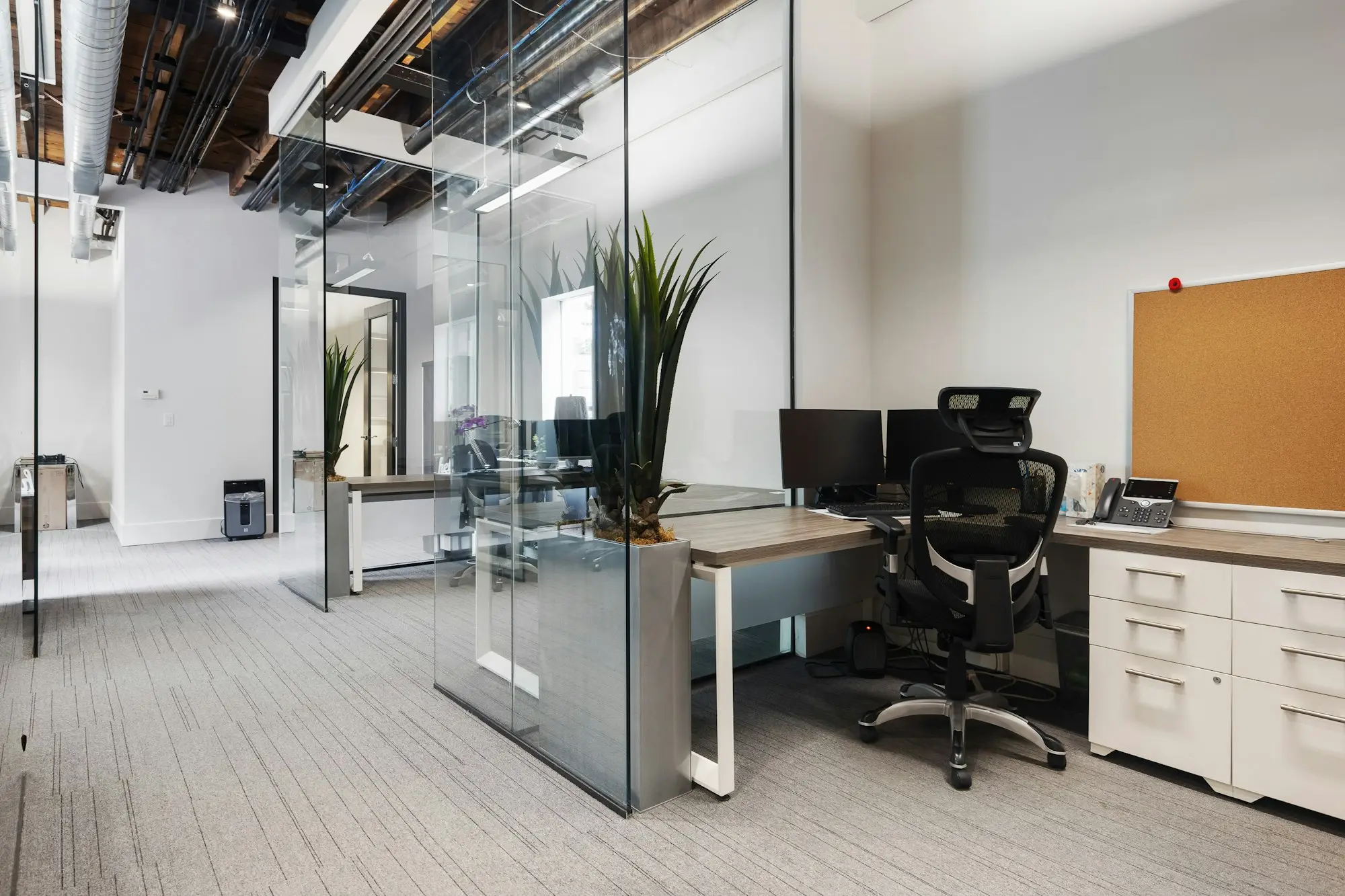 Small office with a single desk and chair