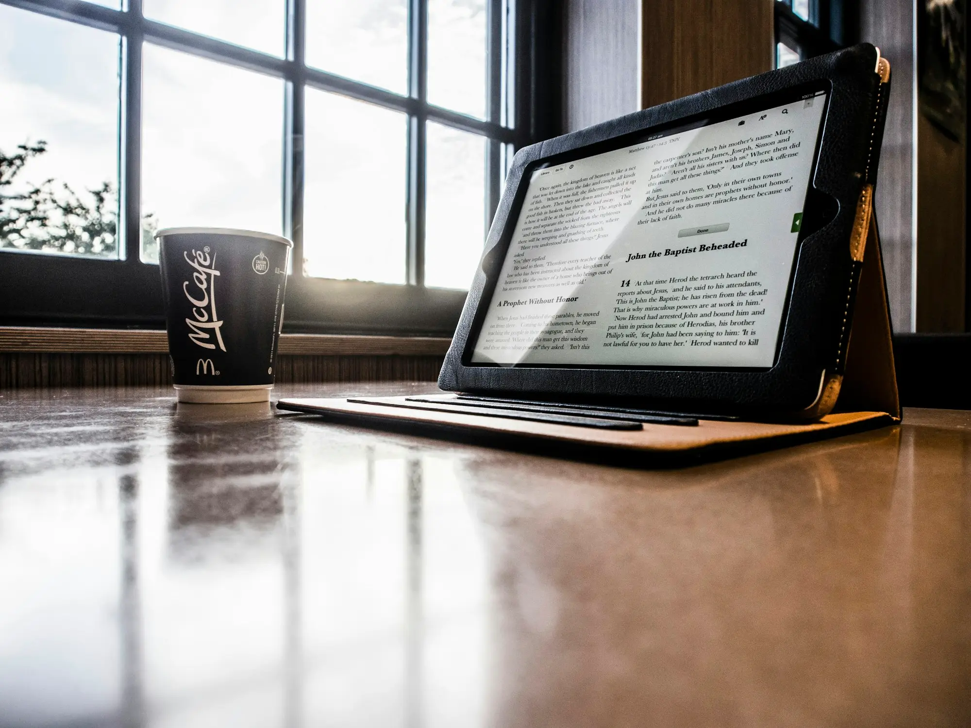 Tablet on a desk, the kind of screen used to share business bank statements