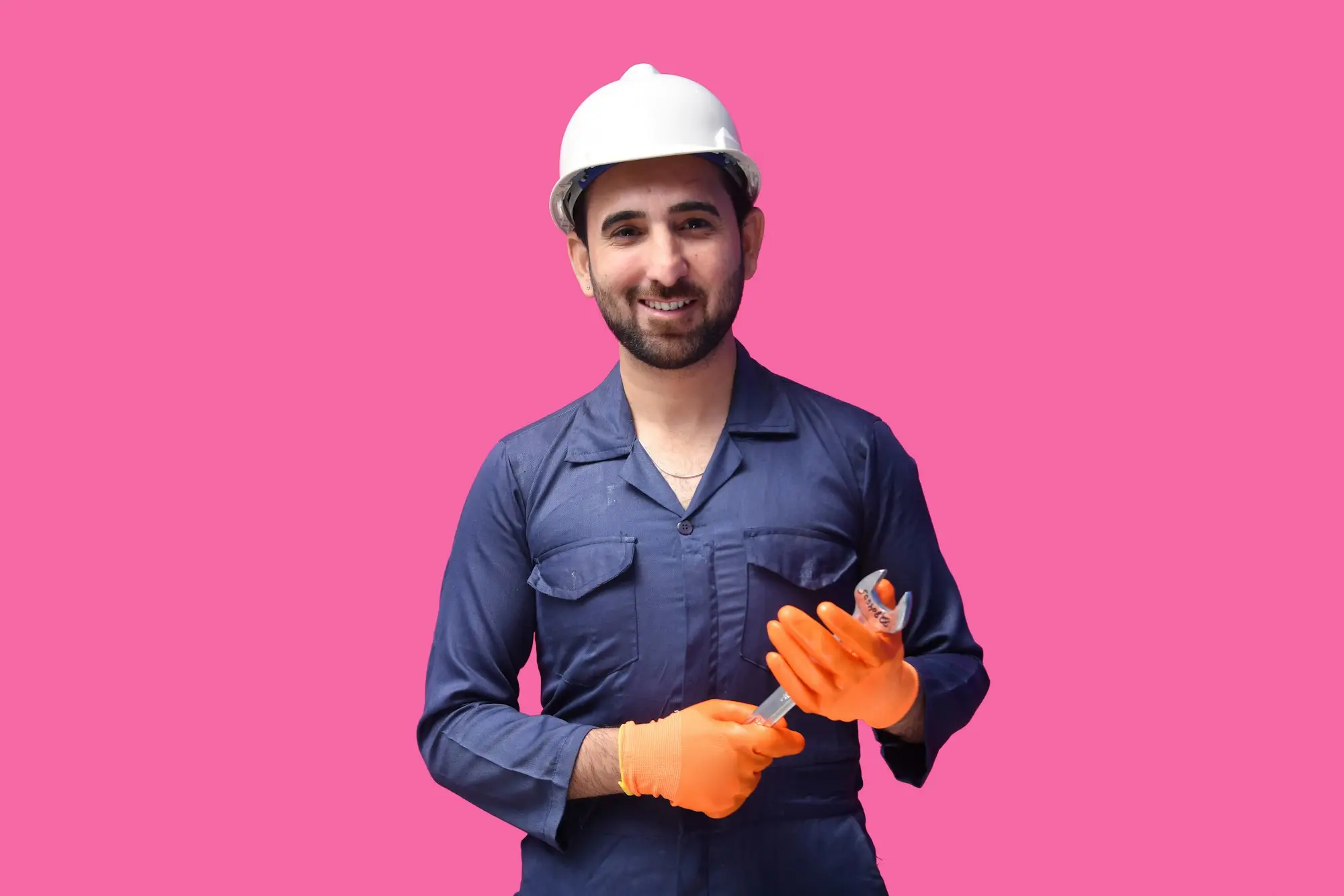 Worker in a hard hat on a job site